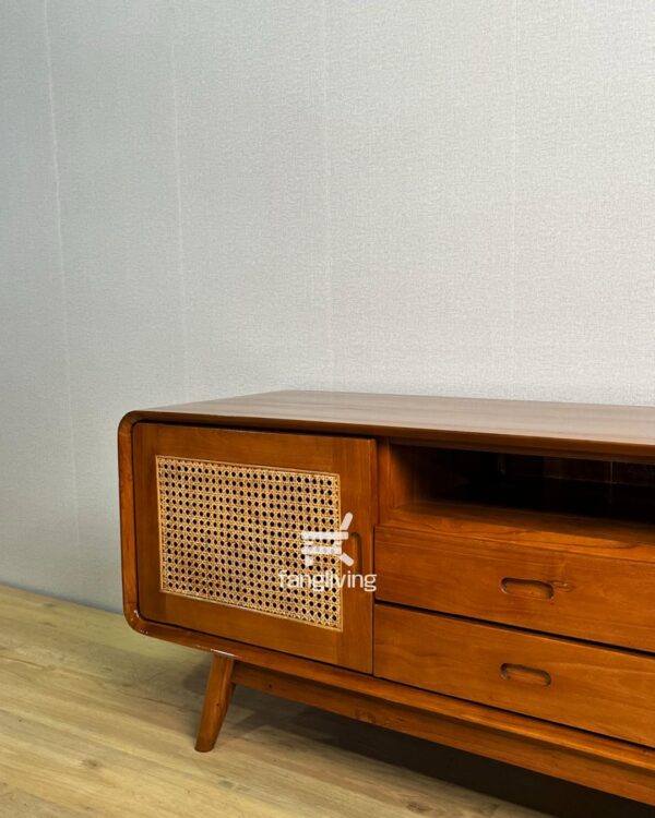 Bufet reto lacil 2 kombinasi rotan