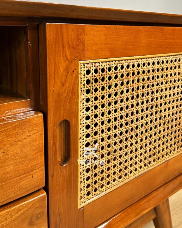 Bufet reto lacil 2 kombinasi rotan