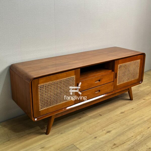 Bufet reto lacil 2 kombinasi rotan