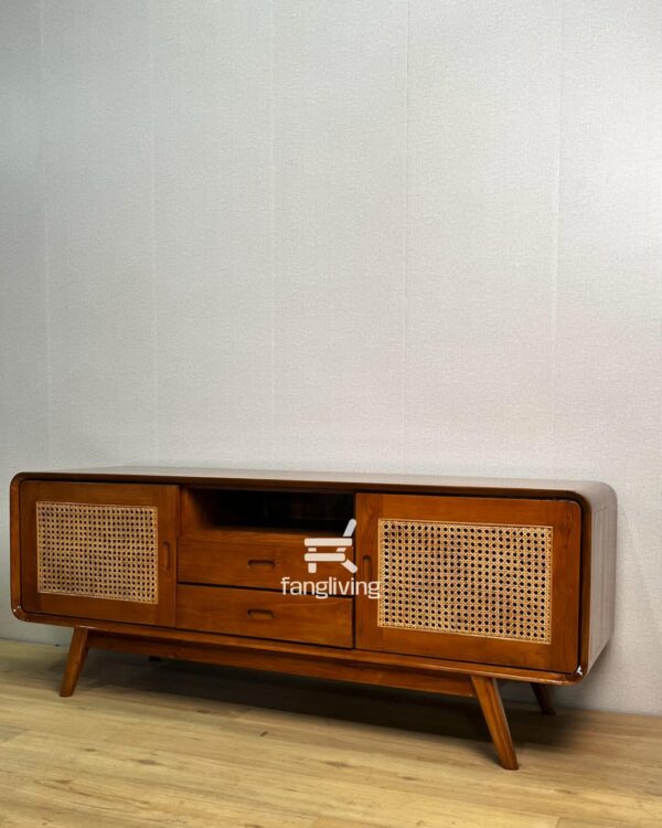 Bufet reto lacil 2 kombinasi rotan