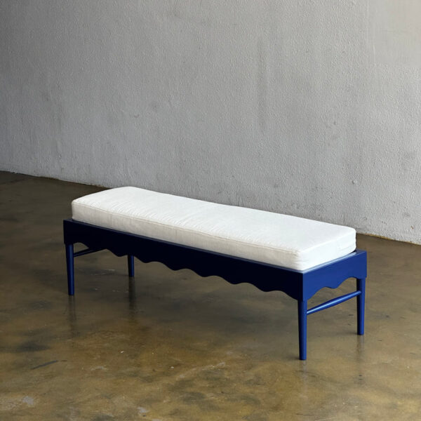 bench retro biru kayu jati