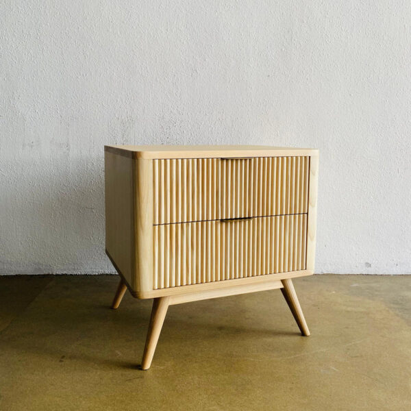 Nakas Minimalis 2 Laci Kayu Jati – Kombinasi Rotan Handmade Jepara