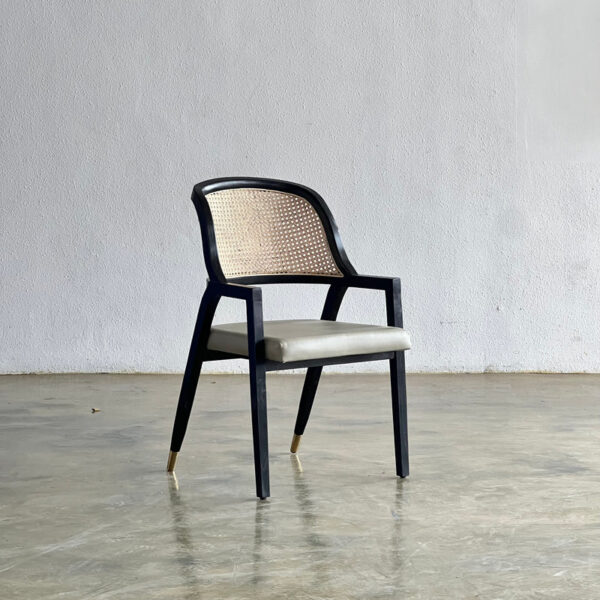 kursi retro kombinasi rotan hitam