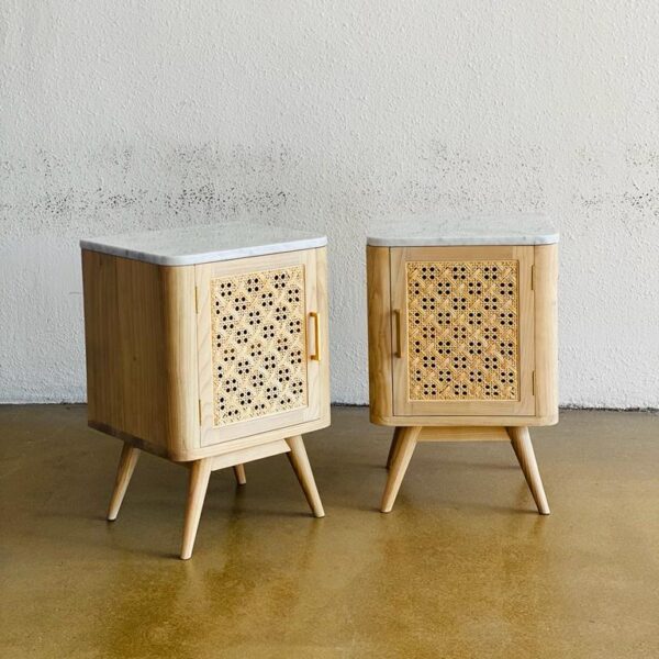 Nakas minimalis corner kombinasi rotan