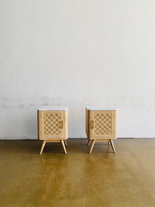 Nakas minimalis corner kombinasi rotan