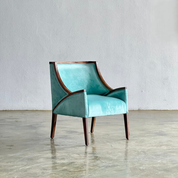 kursi minimalis bludru biru