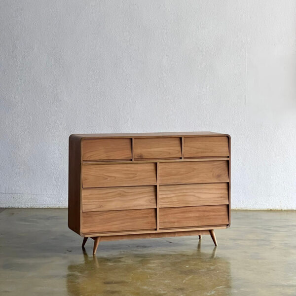 Kabinet minimalis dari kayu jati solid dengan finishing walnut buatan Jepara