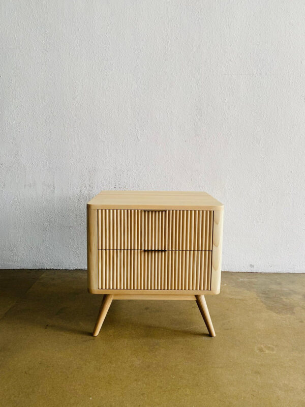 Nakas Minimalis 2 Laci Kayu Jati – Kombinasi Rotan Handmade Jepara