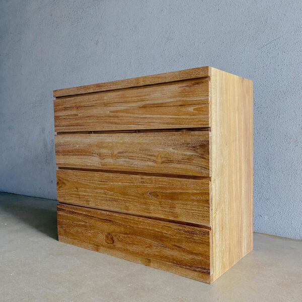 Kabinet laci minimalis dari kayu jati solid handmade asli Jepara dengan desain retro
