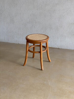 stool kayu rotan bundar handmade minimalis