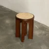Stool Circle Kombinasi Rotan Jati & Sungkai