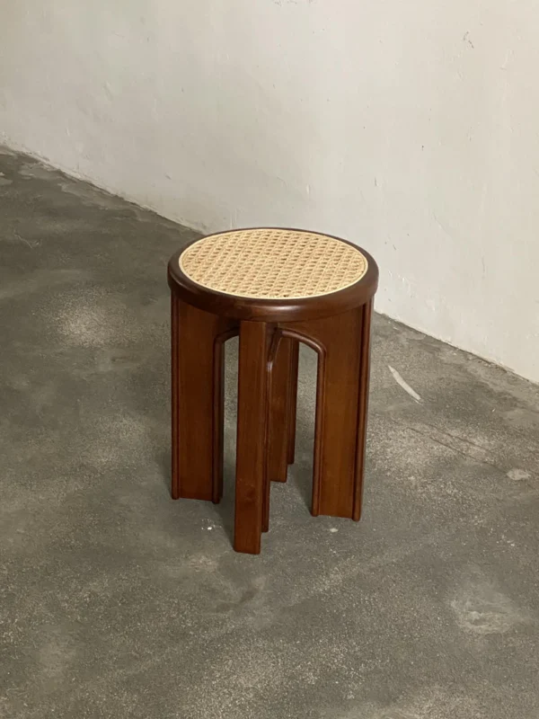Stool Circle Kombinasi Rotan Jati & Sungkai