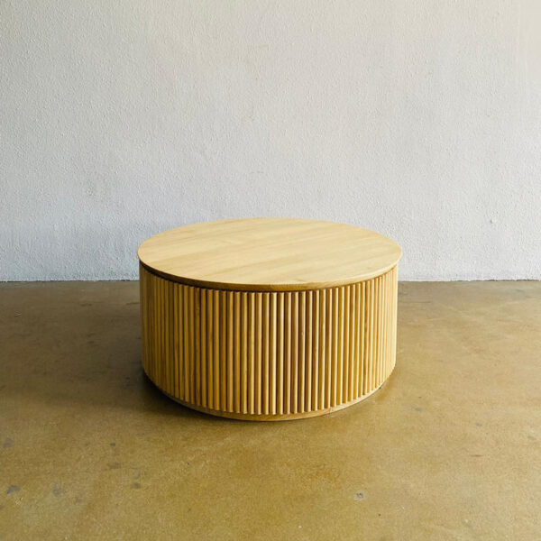 Meja Minimalis Salur Scandinavian Oval Kayu Jati