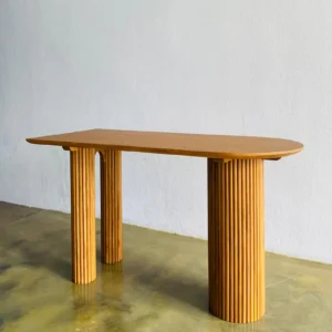 meja bar salur jati kaki besi