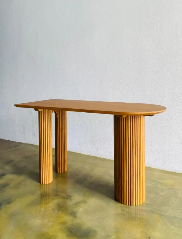 meja bar salur jati kaki besi