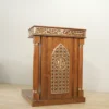 mimbar masjid kayu jati ukiran kaligrafi allah geometris islami 120x100cm natural gloss jepara