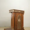 mimbar masjid kayu jati ukiran kaligrafi allah geometris islami 120x100cm natural gloss jepara