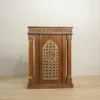mimbar masjid kayu jati ukiran kaligrafi allah geometris islami 120x100cm natural gloss jepara