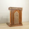 mimbar masjid kayu jati ukiran kaligrafi allah geometris islami 120x100cm natural gloss jepara