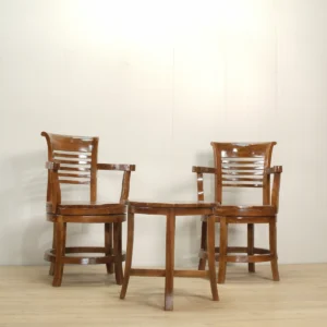 set kursi tamu kayu jati captain chair bilah horizontal dengan meja kecil jepara
