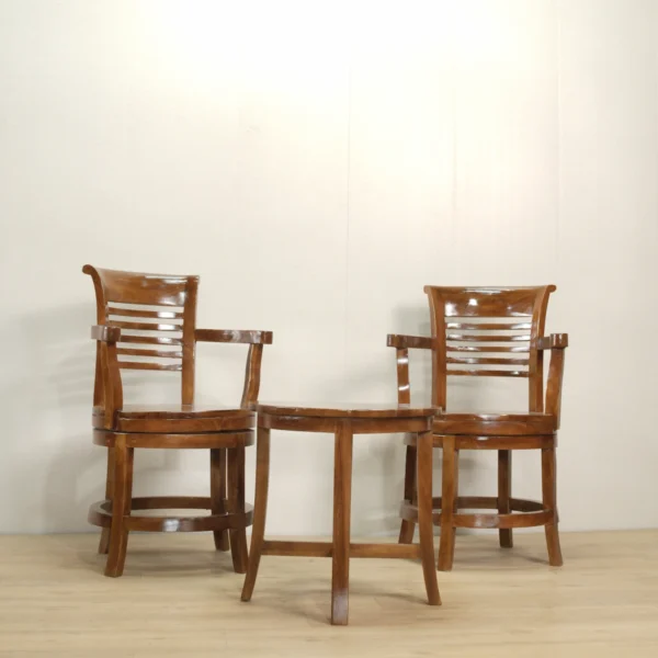 set kursi tamu kayu jati captain chair bilah horizontal dengan meja kecil jepara