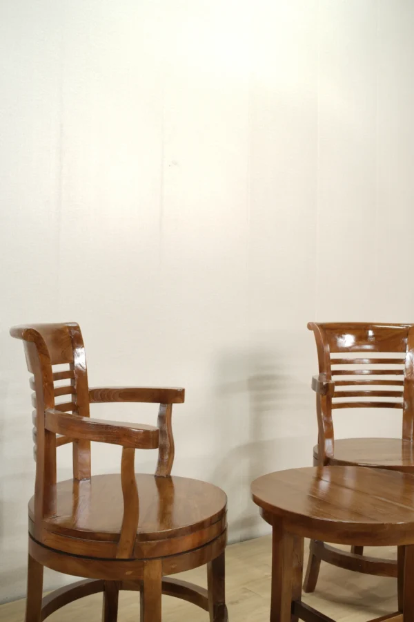 set kursi tamu kayu jati captain chair bilah horizontal dengan meja kecil jepara