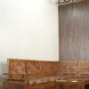 set sofa sudut l shape kayu jati ukiran klasik dengan meja kopi jepara