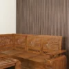 set sofa sudut l shape kayu jati ukiran klasik dengan meja kopi jepara