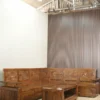 set sofa sudut l shape kayu jati ukiran klasik dengan meja kopi jepara
