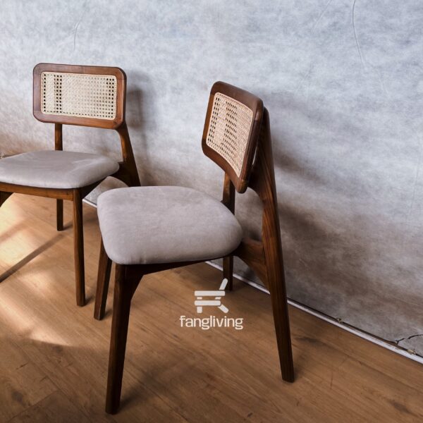 Kursi Makan Rotan Kotak Jok Minimalis Kayu Jati Jepara