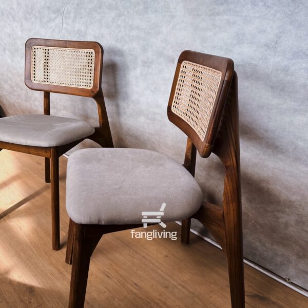 Kursi Makan Rotan Kotak Jok Minimalis Kayu Jati Jepara
