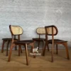 Kursi makan kayu jati kombinasi rotan desain minimalis warna walnut