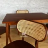 Kursi makan kayu jati kombinasi rotan desain minimalis warna walnut