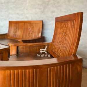 Set kursi tamu minimalis kayu jati model 211 warna walnut dari Fangliving