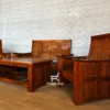 Set kursi tamu minimalis kayu jati model 211 warna walnut dari Fangliving