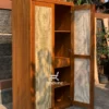 Lemari pakaian dua pintu kayu jati dengan panel anyaman rotan alami