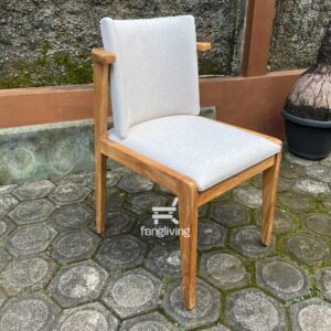 kursi makan kayu jati minimalis jok kain