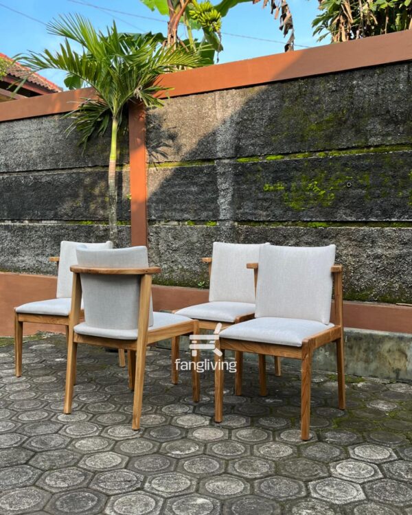 kursi makan kayu jati minimalis jok kain