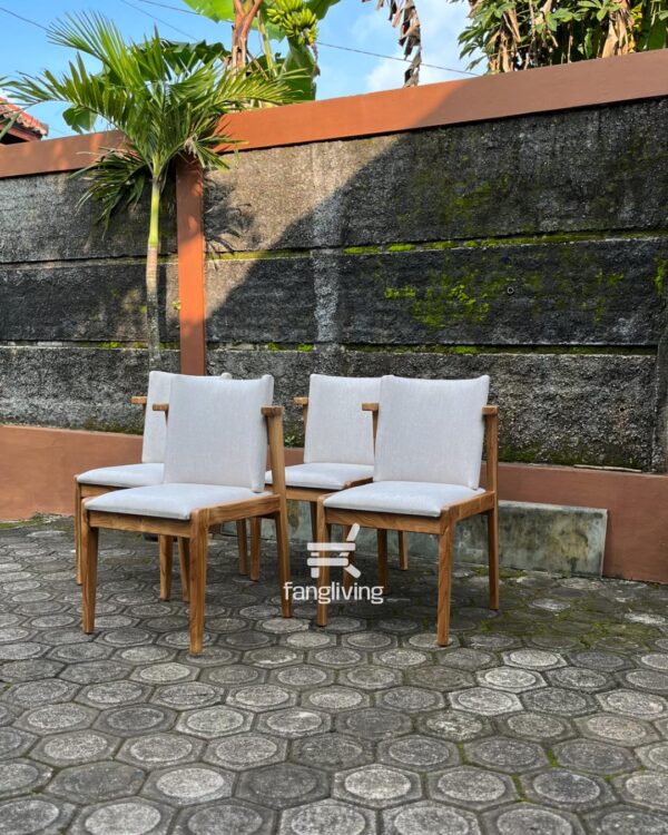 kursi makan kayu jati minimalis jok kain