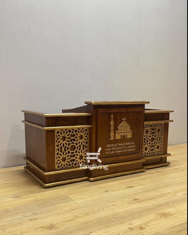 Mimbar  Masjid Kayu Jati Ukir Minimalis