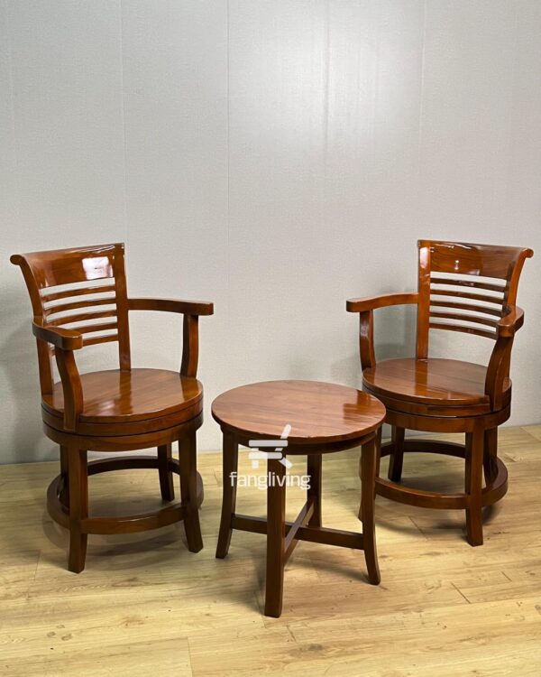 Set Kursi Putar Kayu Jati Klasik