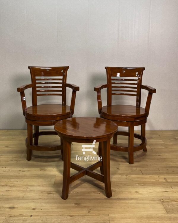 Set Kursi Putar Kayu Jati Klasik