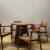 Set meja makan bulat kayu solid modern