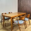 Set Meja Makan Jati Solid 4 Kursi Jok Fabric