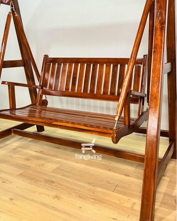 Ayunan Taman Jati Solid 2 Duduk dengan Atap