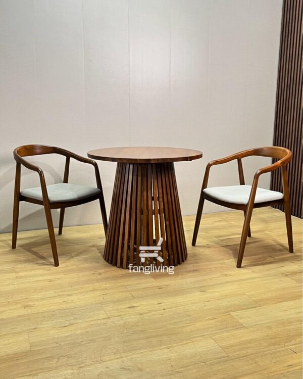 Set Meja Makan Bulat Kayu Jati 2 Kursi Minimalis