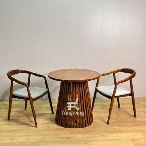 Set Meja Makan Bulat Kayu Jati 2 Kursi Minimalis