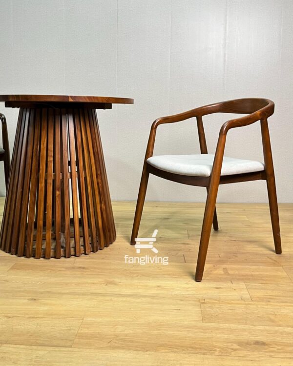 Set Meja Makan Bulat Kayu Jati 2 Kursi Minimalis