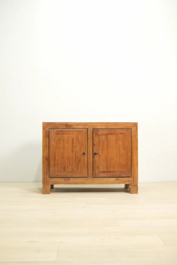 bufet 2 pintu kayu jati minimalis 100x70x45cm finishing natural gloss jepara