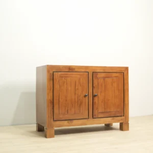 bufet 2 pintu kayu jati minimalis 100x70x45cm finishing natural gloss jepara